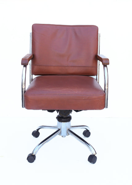 Vintage Chrome and Leather Office Chair