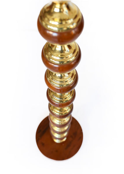 Brass and Wood Mid-century Floor Lamp