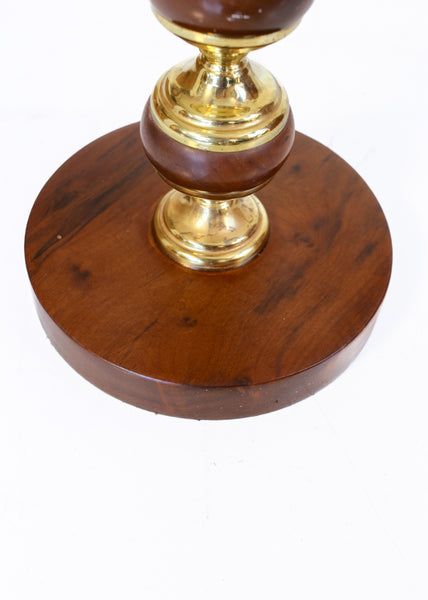 Brass and Wood Mid-century Floor Lamp