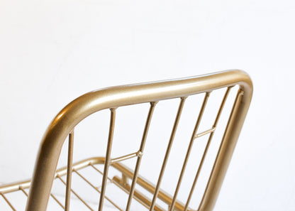 1970s Brass-Finish Dining Suite: Table and Four Wire Chairs