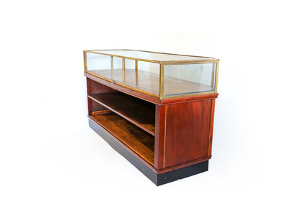 Art Deco Glass-Top Display Cabinet with Bakelite Inlay (two available)