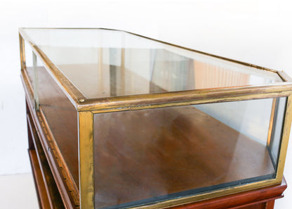 Art Deco Glass-Top Display Cabinet with Bakelite Inlay (two available)