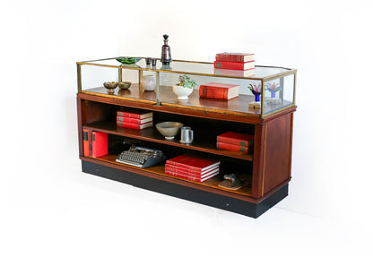 Art Deco Glass-Top Display Cabinet with Bakelite Inlay (two available)
