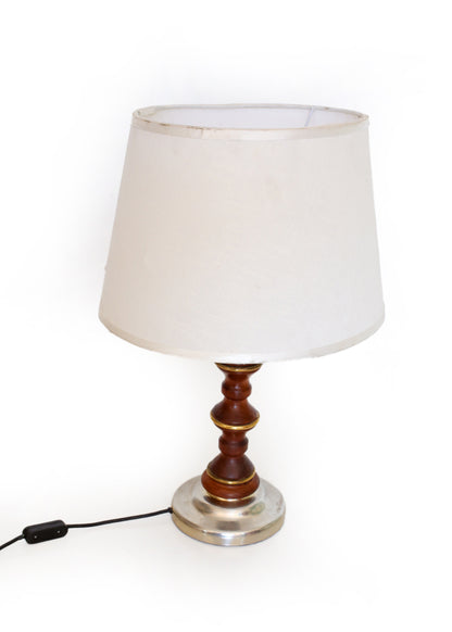 Vintage Brass and Wood Table Lamp