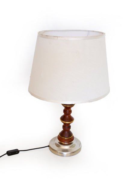 Vintage Brass and Wood Table Lamp