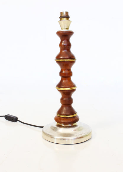 Vintage Brass and Wood Table Lamp