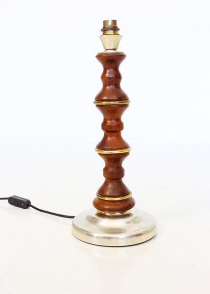 Vintage Brass and Wood Table Lamp