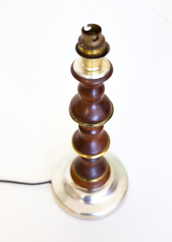 Vintage Brass and Wood Table Lamp