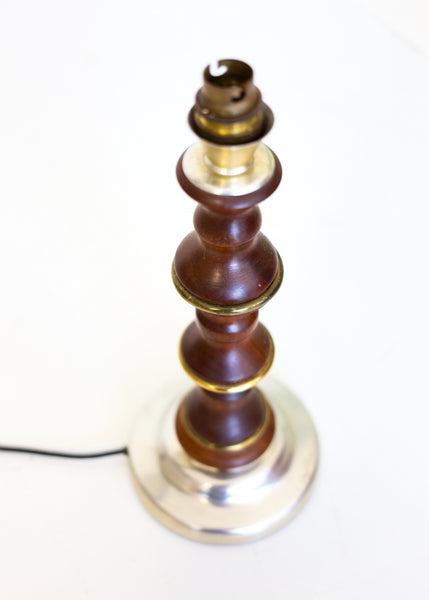 Vintage Brass and Wood Table Lamp