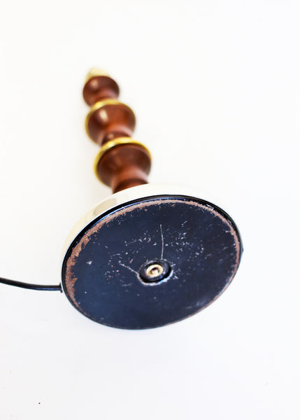 Vintage Brass and Wood Table Lamp