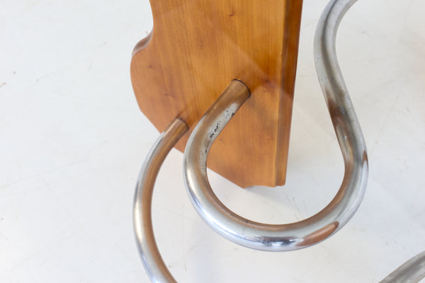 Art Deco Style Chrome, Wood and Glass Coffee Table