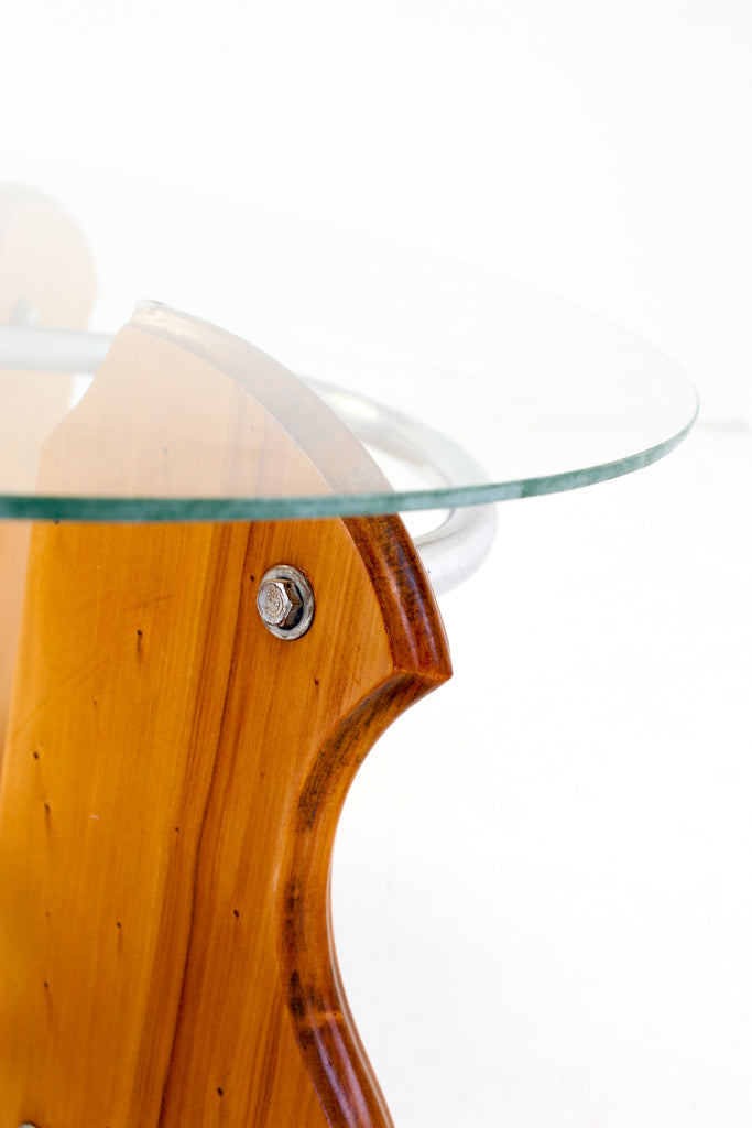 Art Deco Style Chrome, Wood and Glass Coffee Table