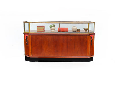 Art Deco Glass-Top Display Cabinet with Bakelite Inlay (two available)