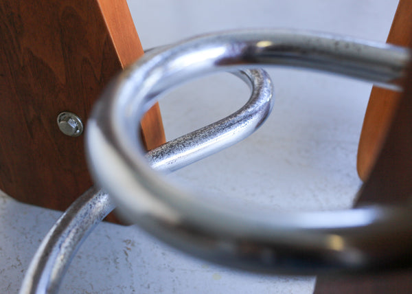 Art Deco Style Chrome, Wood and Glass Coffee Table