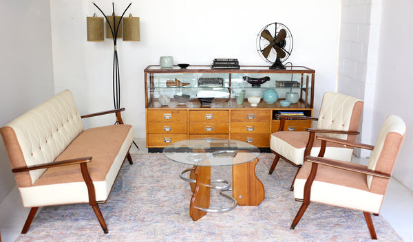 Art Deco Style Chrome, Wood and Glass Coffee Table