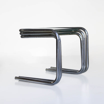 Chrome and Glass Nest of Tables