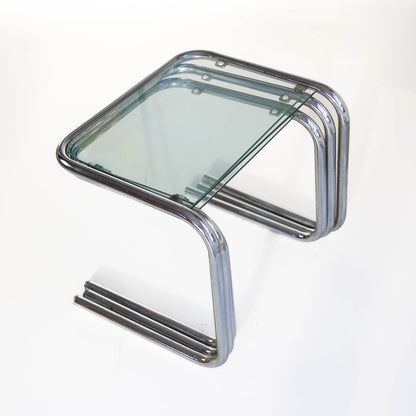 Chrome and Glass Nest of Tables