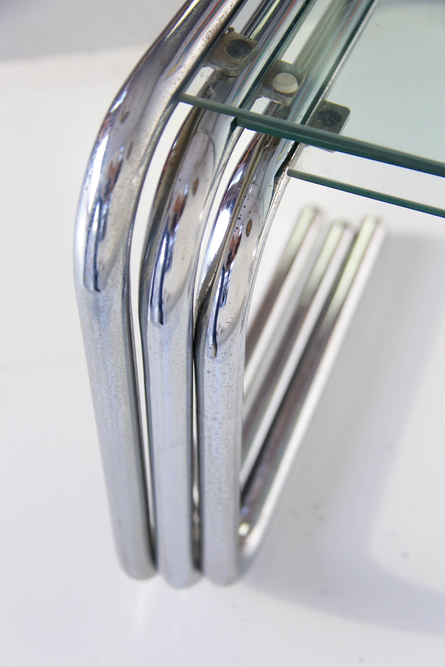 Chrome and Glass Nest of Tables