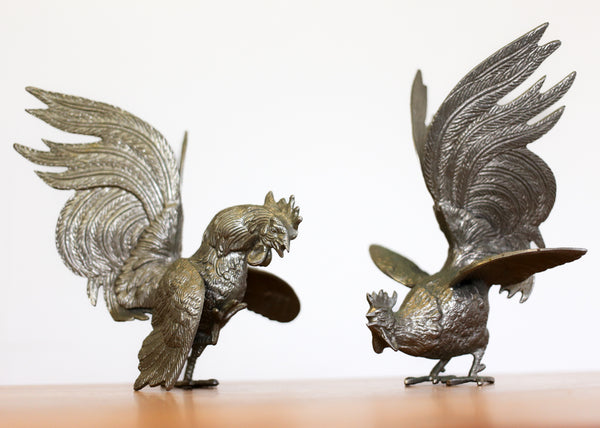 Vintage Fighting Roosters Statuette