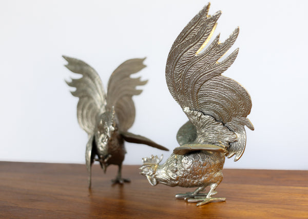 Vintage Fighting Roosters Statuette