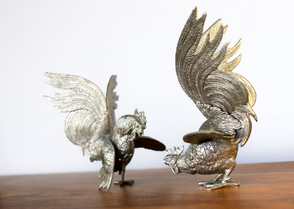 Vintage Fighting Roosters Statuette