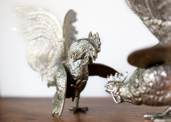 Vintage Fighting Roosters Statuette