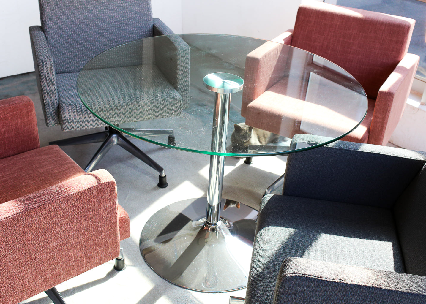 Four Seater Round Glass Table