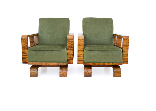 Rare Pair of 1930s Art Deco Armchairs