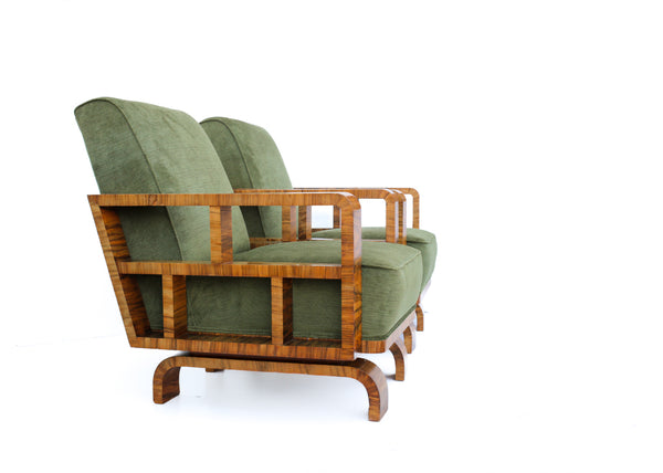 Rare Pair of 1930s Art Deco Armchairs