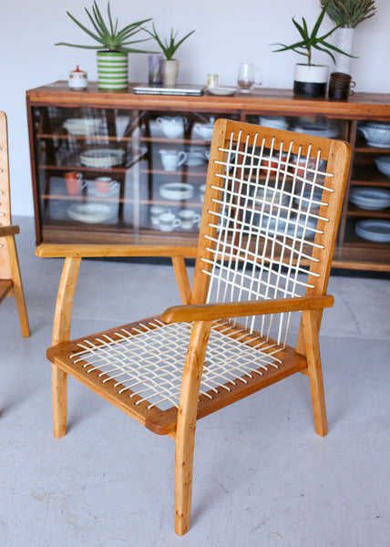 Two 1960's Riempie Armchairs