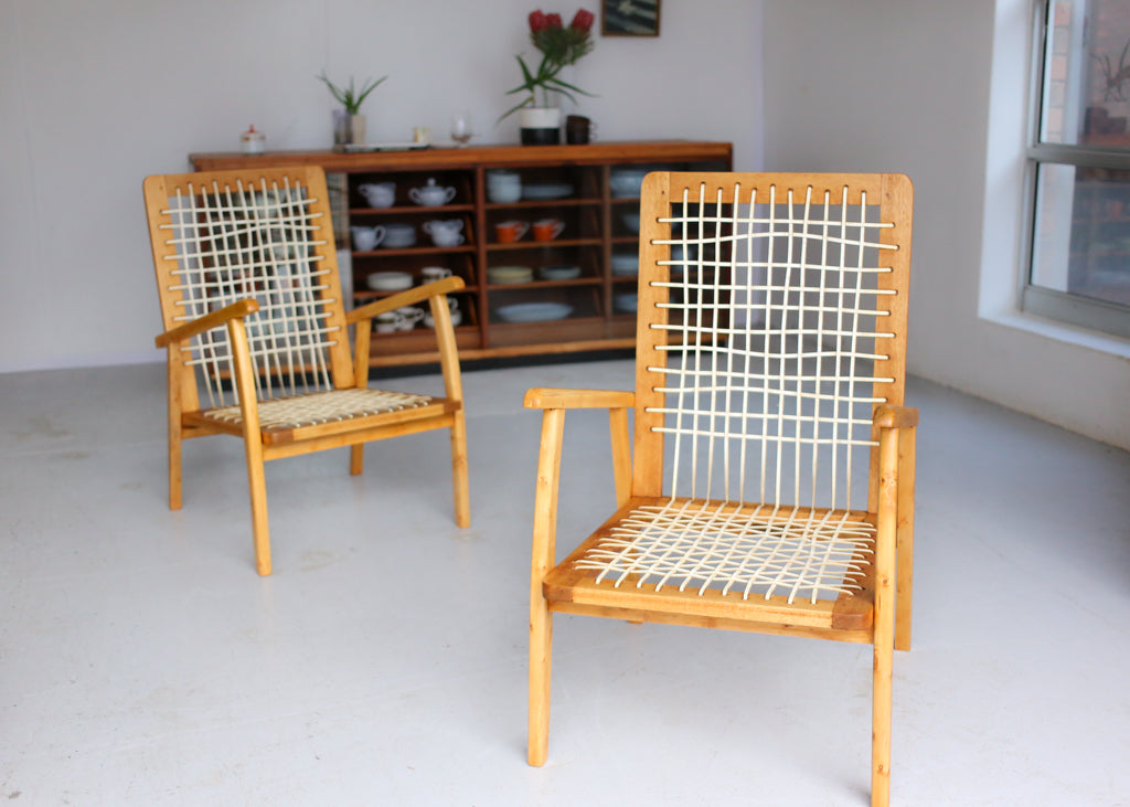 Two 1960's Riempie Armchairs