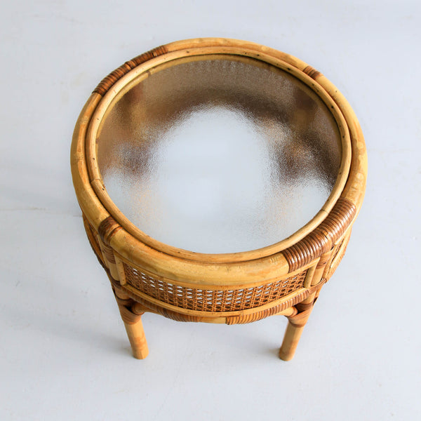 Round Cane Side Table