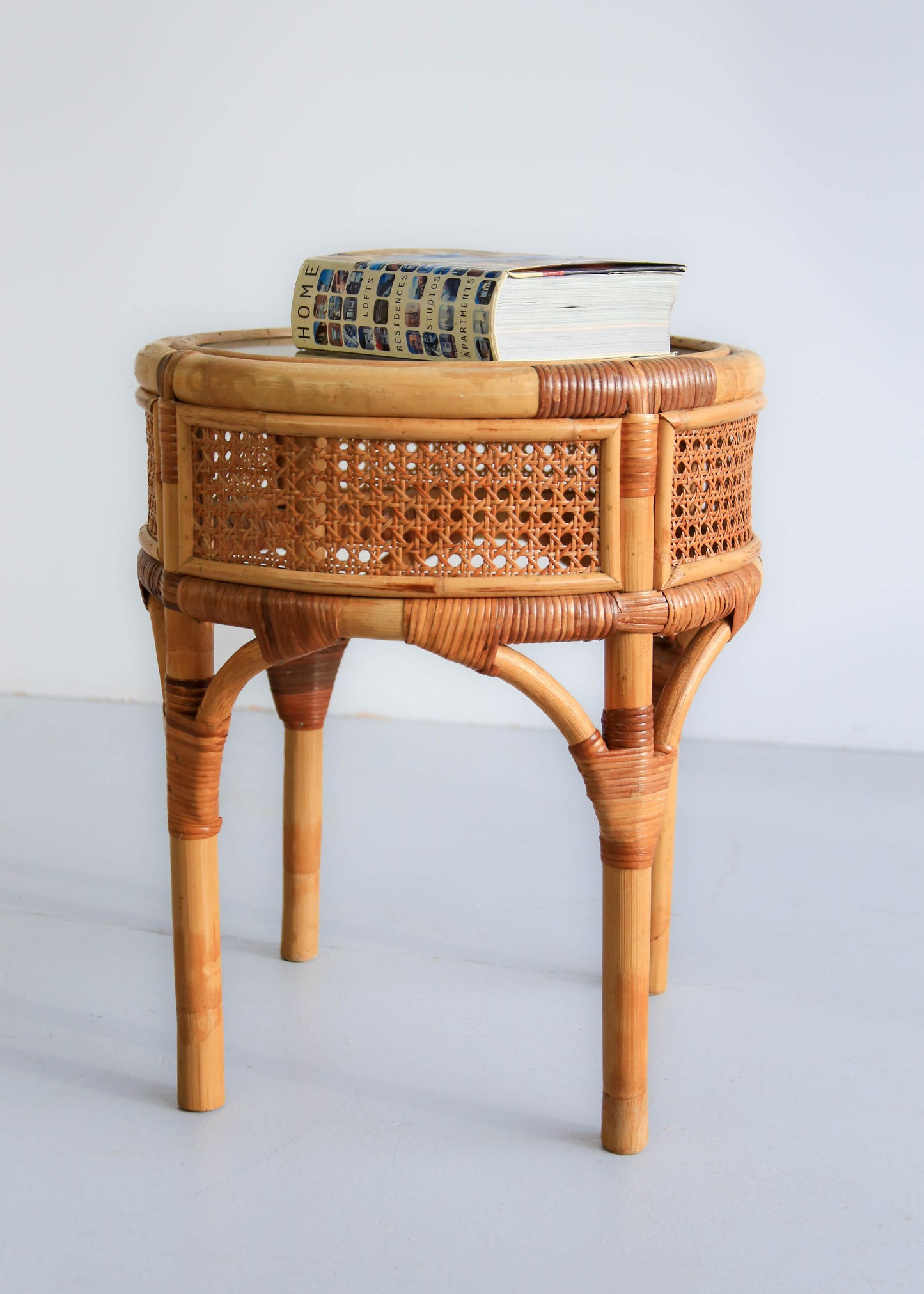 Round Cane Side Table