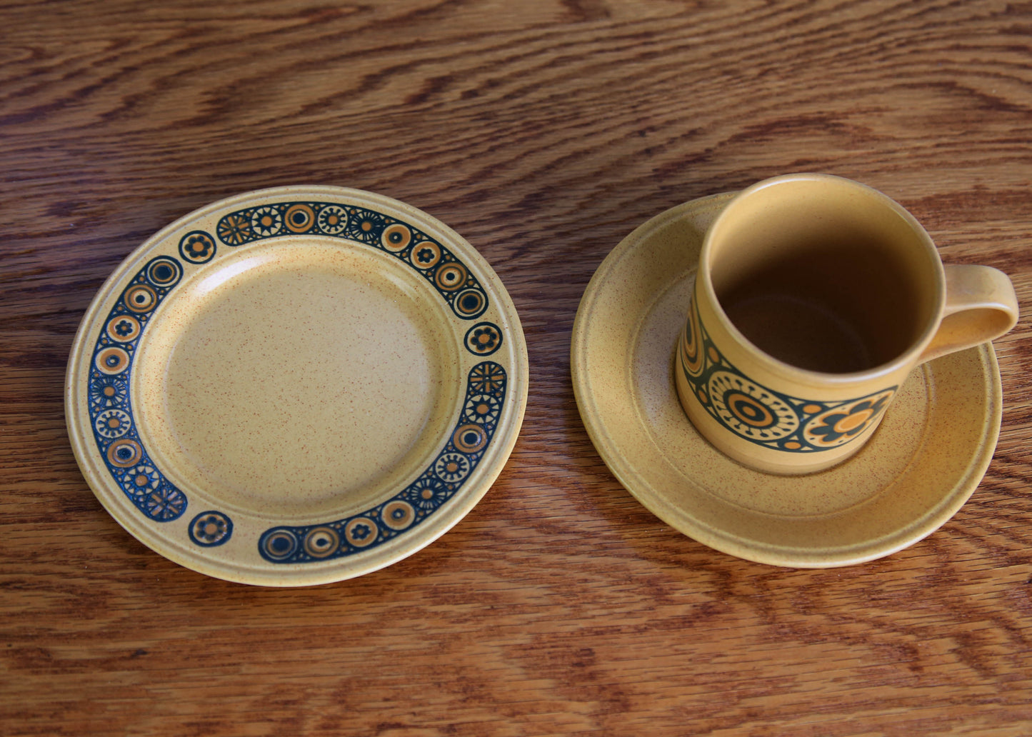 Six Bacchus Coffee Trios from Kiln Craft, England