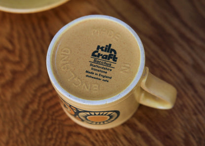 Six Bacchus Coffee Trios from Kiln Craft, England