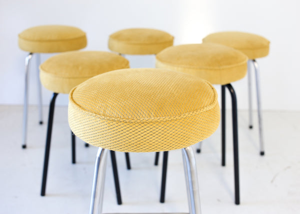 Set of Six Vintage Kitchen Stools