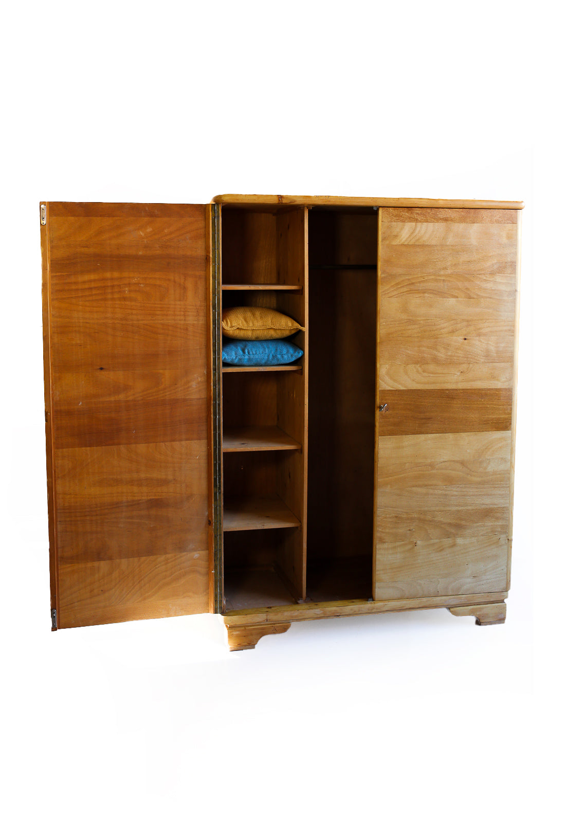 Two-Door Wardrobe in Oregon Pine and Light Wood