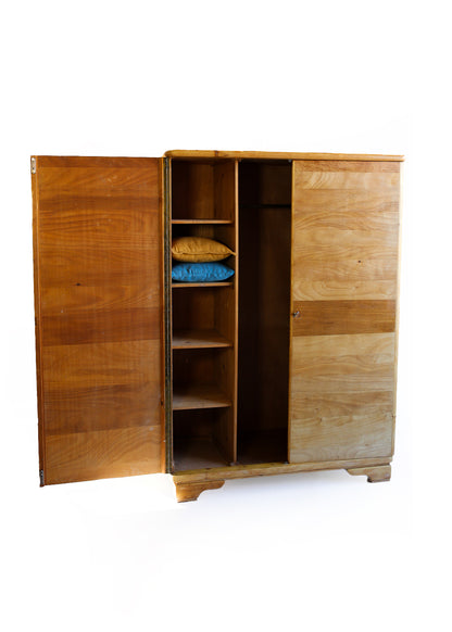 Two-Door Wardrobe in Oregon Pine and Light Wood