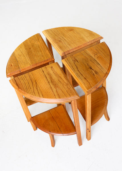 Nest of Five Oak Tables