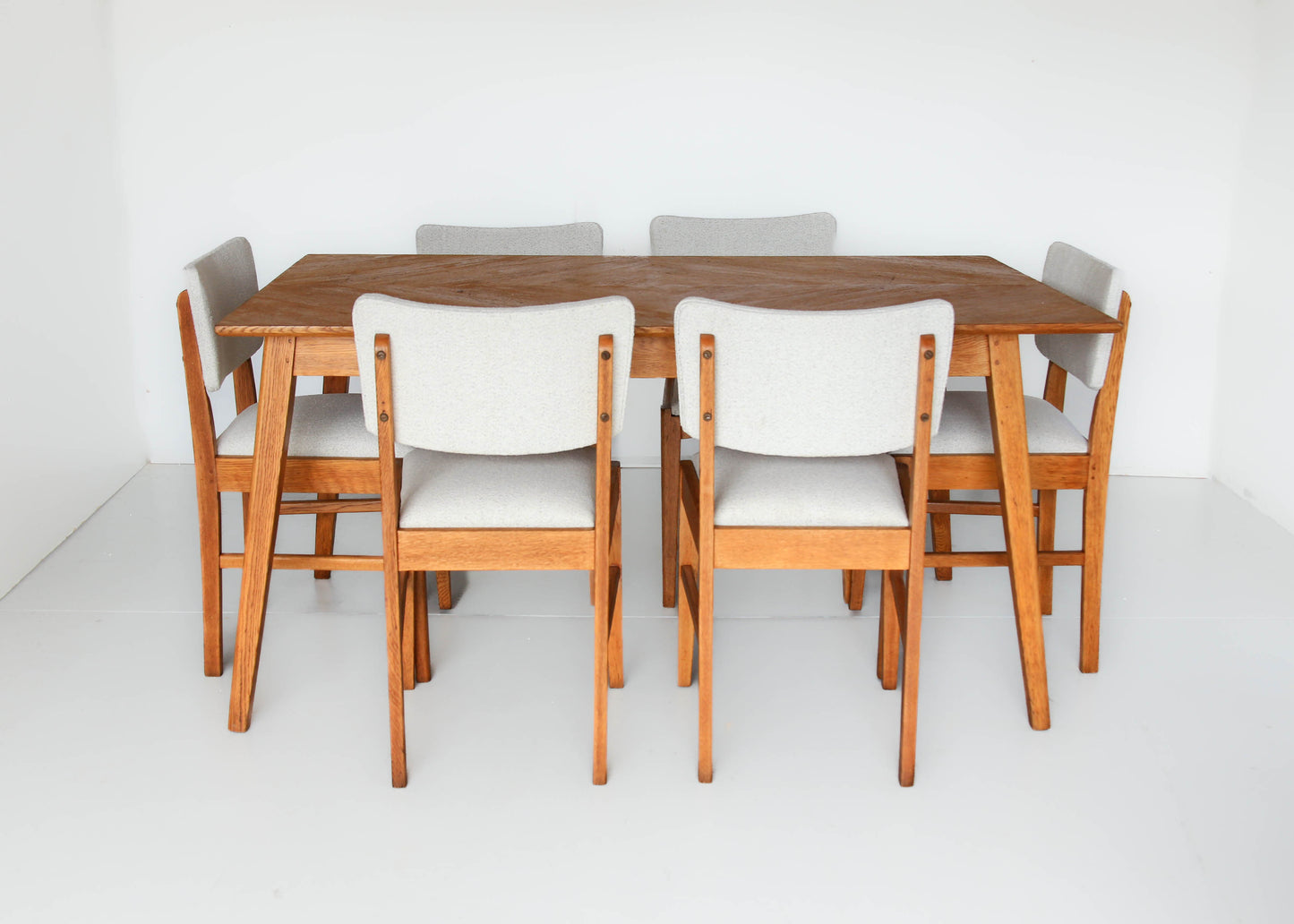 Six Vintage Oak Dining Chairs