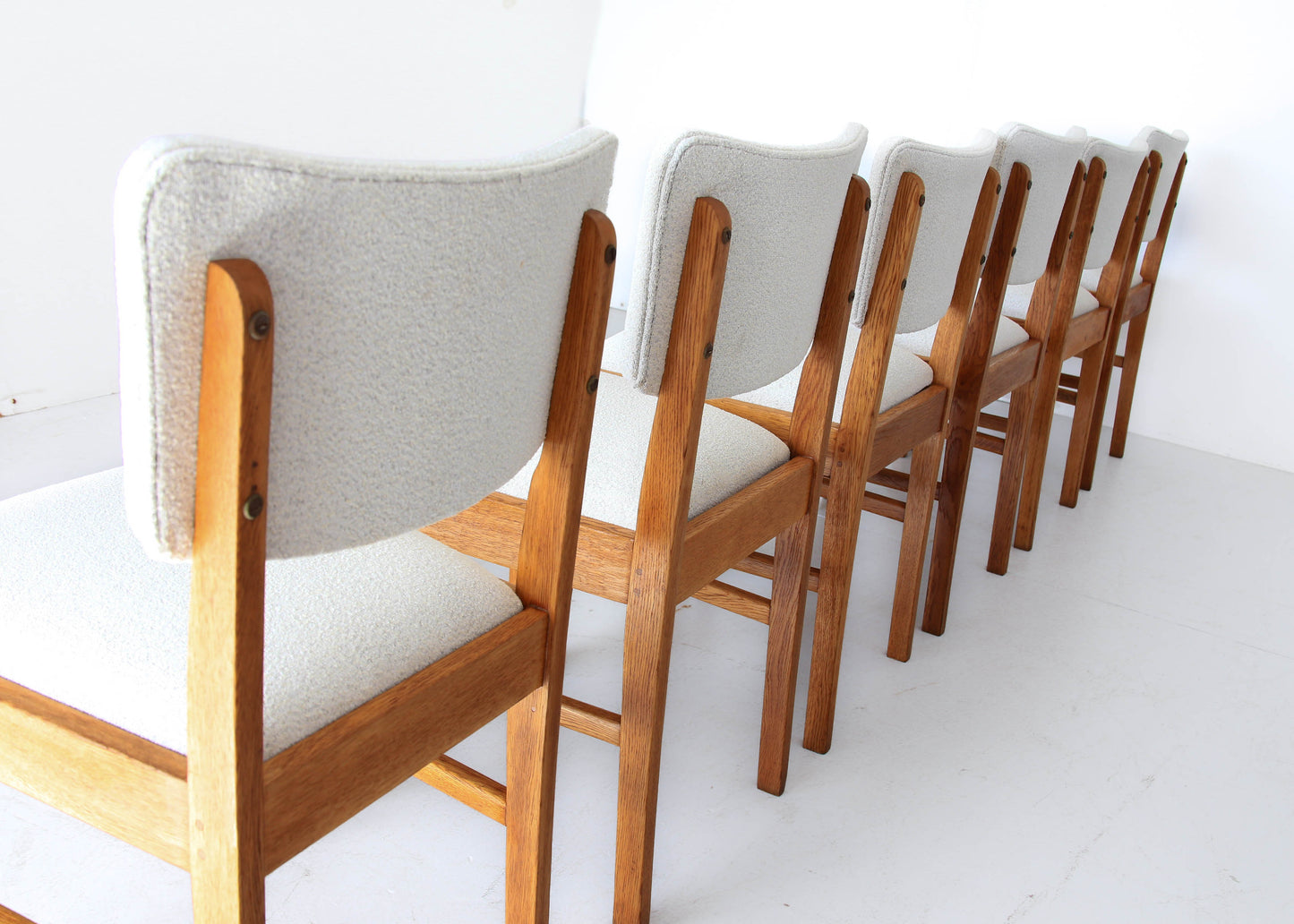 Six Vintage Oak Dining Chairs