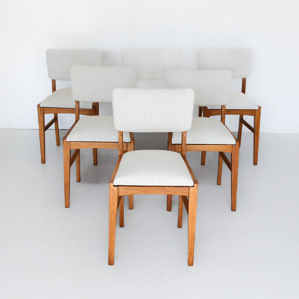 Six Vintage Oak Dining Chairs