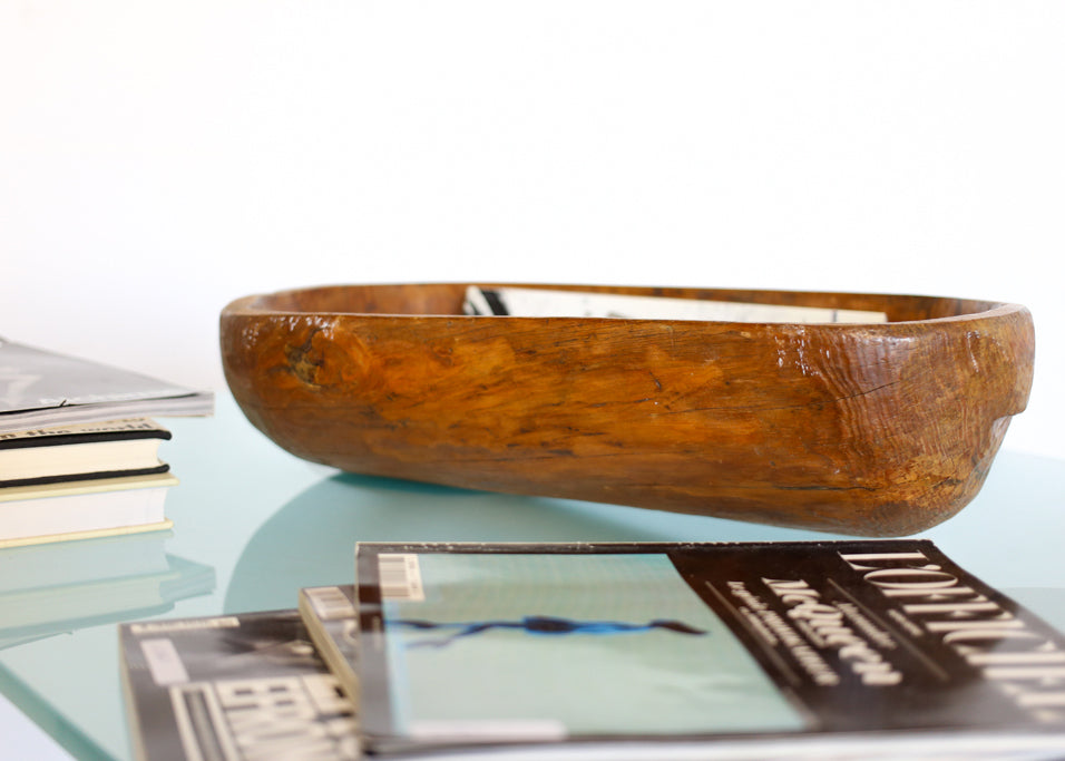 Large Antique Hand Carved Wooden Bowl