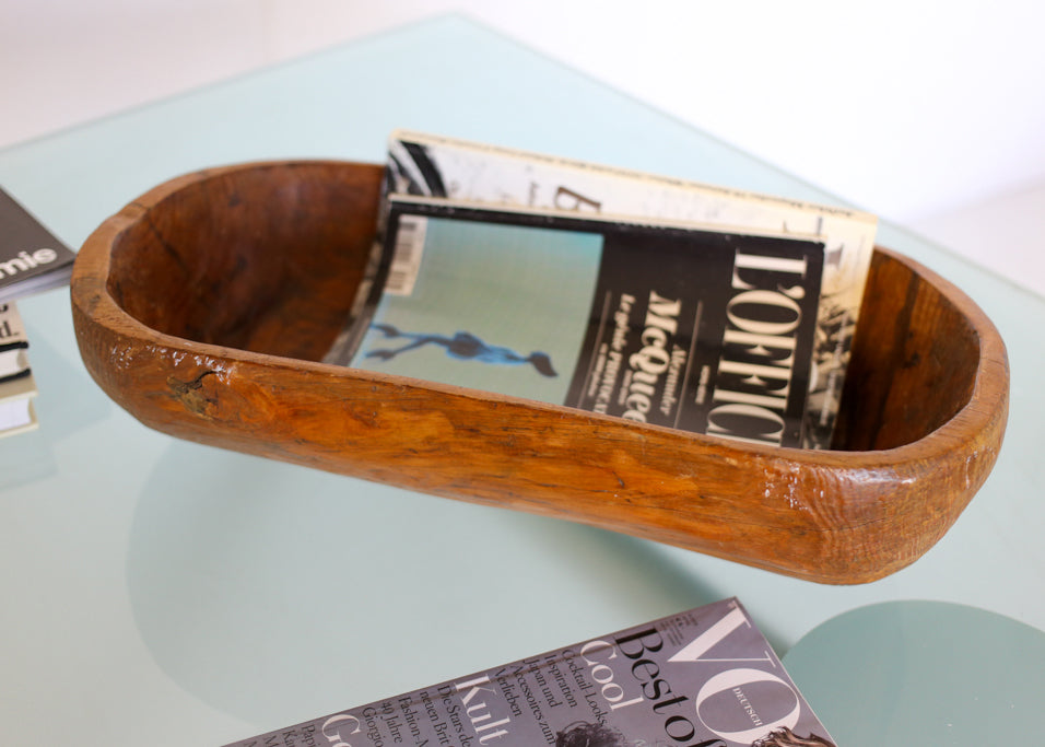 Large Antique Hand Carved Wooden Bowl