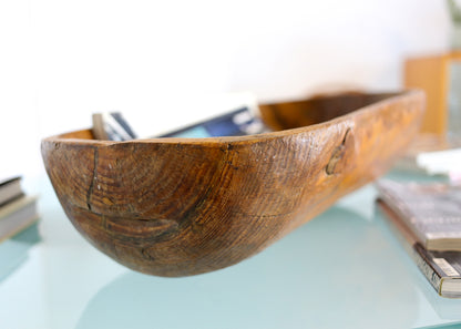 Large Antique Hand Carved Wooden Bowl
