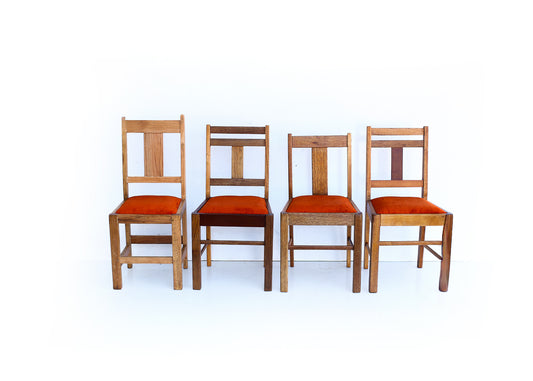 Set of Four Vintage Farm-Style Kitchen Chairs