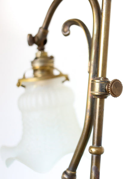 Art Nouveau Brass and Tulip Glass Table Lamp