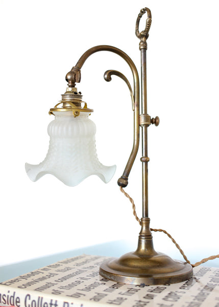 Art Nouveau Brass and Tulip Glass Table Lamp