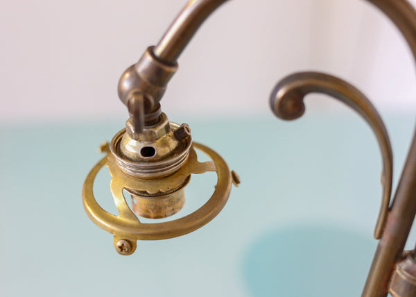 Art Nouveau Brass and Tulip Glass Table Lamp