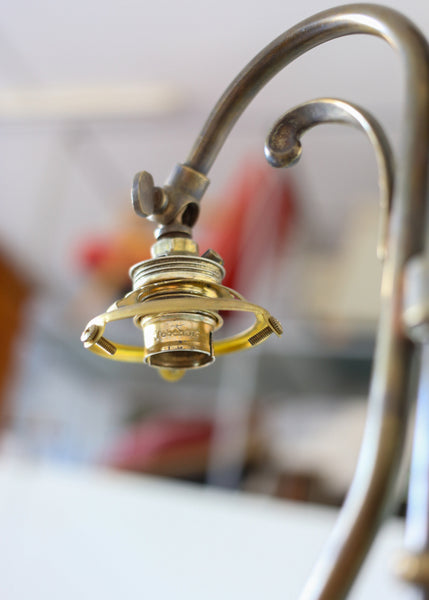 Art Nouveau Brass and Tulip Glass Table Lamp